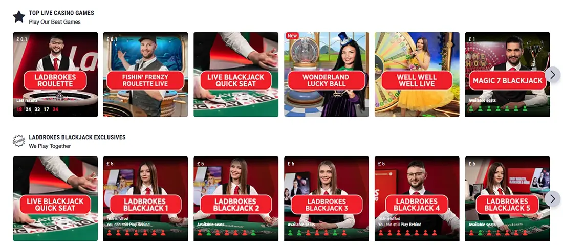 Ladbrokes Casino live games