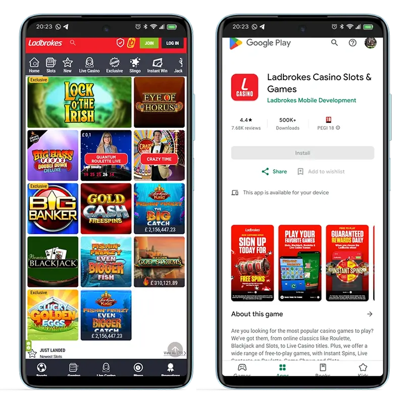 Ladbrokes Casino mobile application