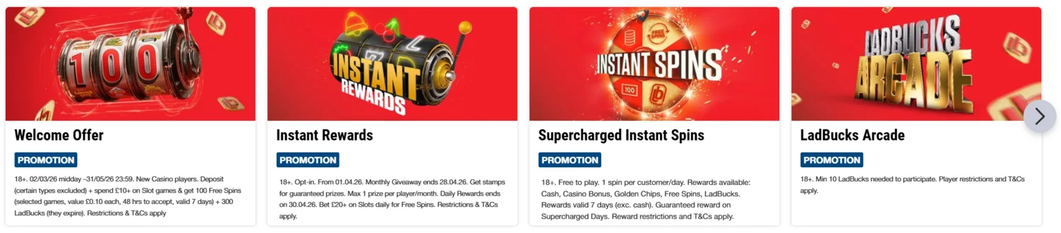Ladbrokes Casino promotions for existing players